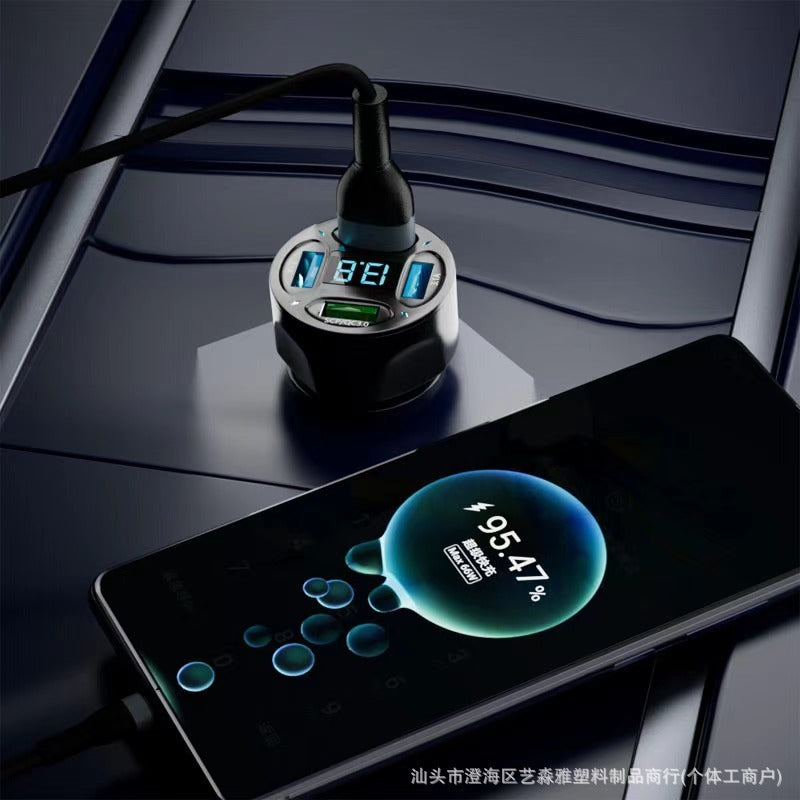 Three Ports Super Fast Car Phone Charger – 2U1PD Multi-Port Converter Plug with Countless Display - LightningZap