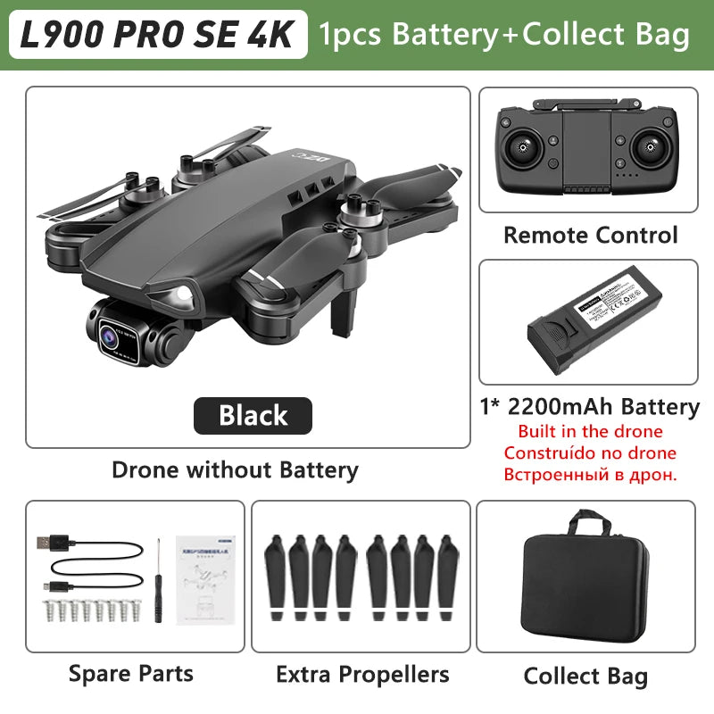 Lightning-Zap SkyVoyager L900 Pro 4K GPS Drone with Dual Camera, 5G WiFi, Brushless Motor, and Foldable Design - LightningZap