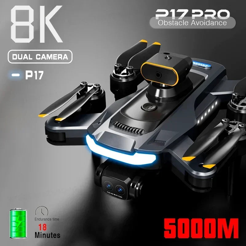 Lightning-Zap AeroVision P17 8K 5G GPS Pro Drone | 4-Camera HD Aerial Photography with Obstacle Avoidance - LightningZap