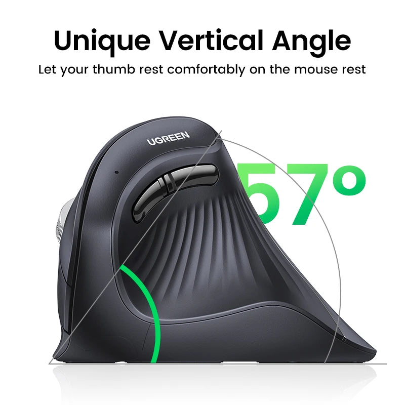 UGREEN Vertical Wireless Mouse 4000DPI with Bluetooth 5.0 and 6 Mute Buttons - LightningZap