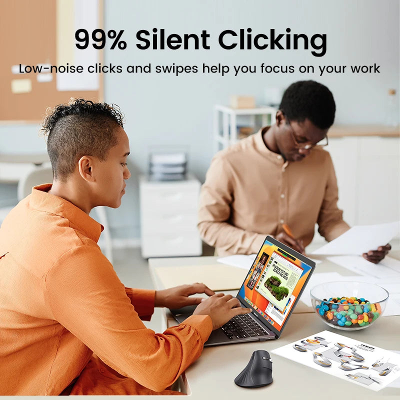 UGREEN Vertical Wireless Mouse 4000DPI with Bluetooth 5.0 and 6 Mute Buttons - LightningZap