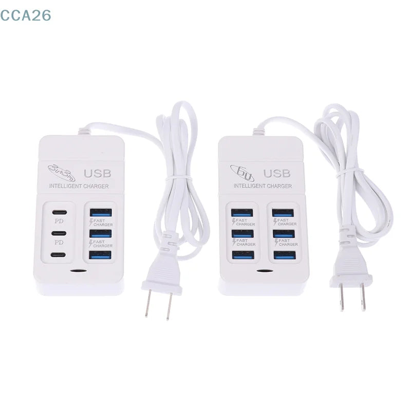 6-Port USB Wall Charger, 35W PD Type-C Fast Charging Hub – US Plug - LightningZap