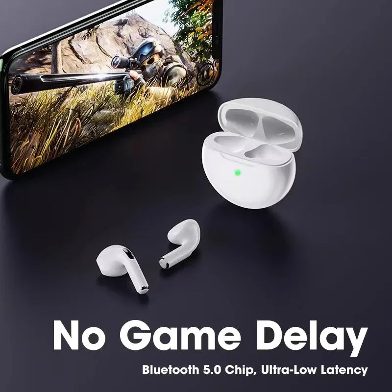 Pro 6 TWS Wireless Earbuds with Mic – Bluetooth Sports Headset for iPhone & Xiaomi - LightningZap