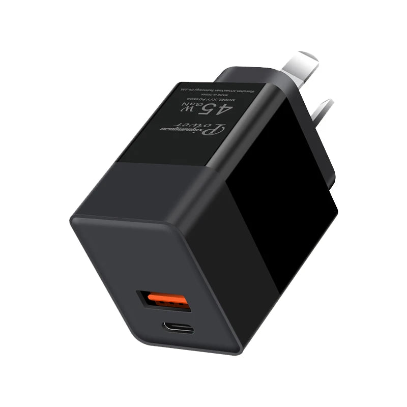45W Dual-Port USB-C Fast Charger – PD 3.0 Wall Adapter - LightningZap