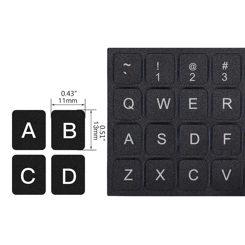 Multilingual Keyboard Stickers for PC & Laptop – English, Spanish, Italian, Korean, Black Background - LightningZap