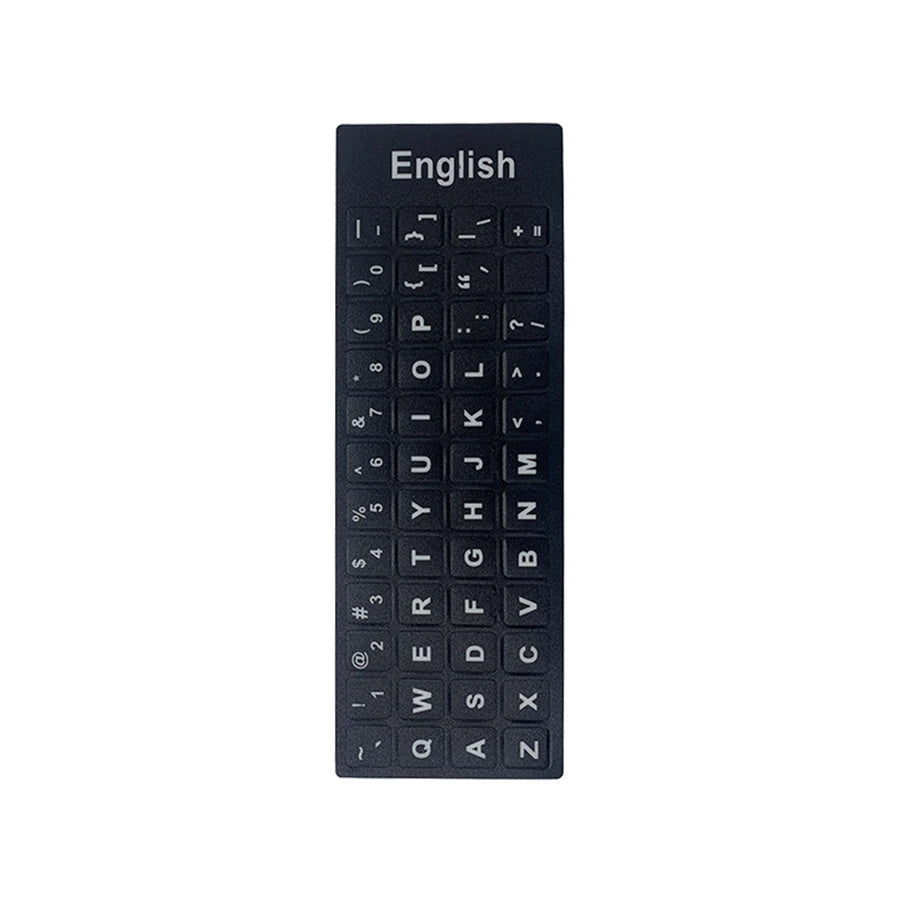 Multilingual Keyboard Stickers for PC & Laptop – English, Spanish, Italian, Korean, Black Background - LightningZap