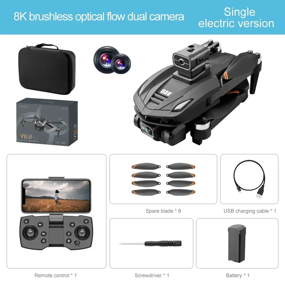 Lightning-Zap Bexine Falcon V168 Professional 8K Drone with Triple Camera, GPS, Wide-Angle Lens & Obstacle Avoidance - LightningZap