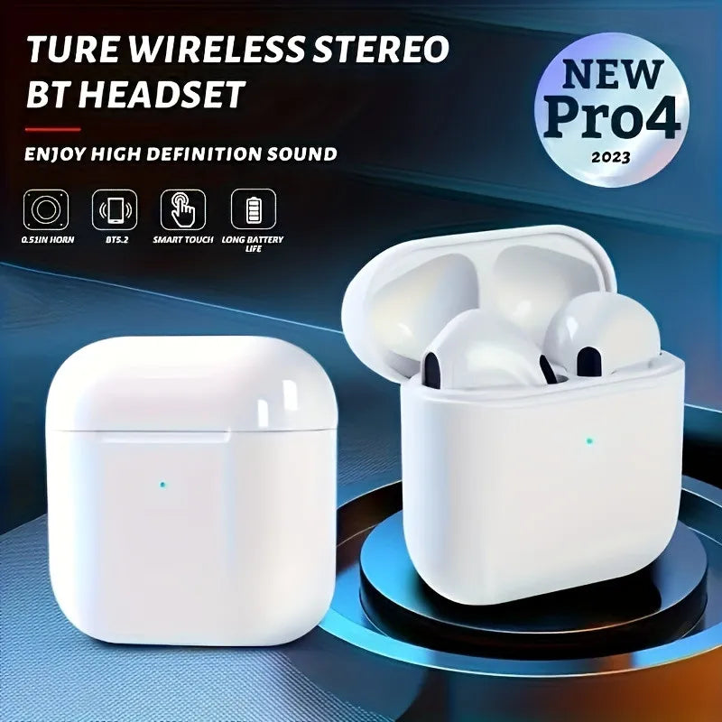 Pro 4 TWS Wireless Headphones Earphone Bluetooth-compatible 5.3 Waterproof Headset with Mic for Xiaomi iPhone Pro4 Earbuds - LightningZap