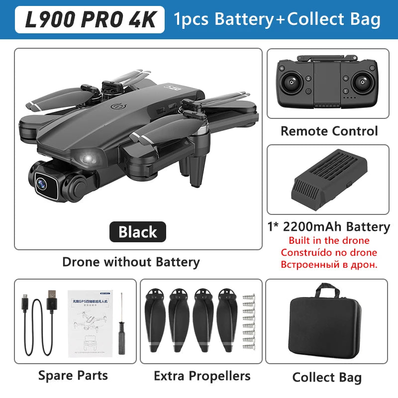 Lightning-Zap SkyVoyager L900 Pro 4K GPS Drone with Dual Camera, 5G WiFi, Brushless Motor, and Foldable Design - LightningZap