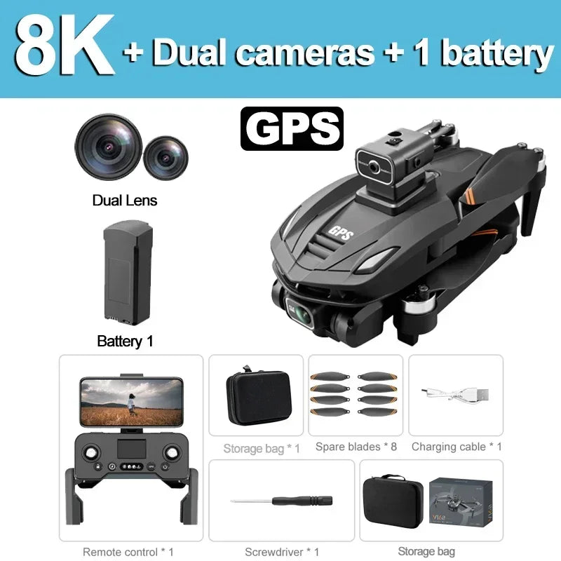 Lightning-Zap Bexine Falcon V168 Professional 8K Drone with Triple Camera, GPS, Wide-Angle Lens & Obstacle Avoidance - LightningZap