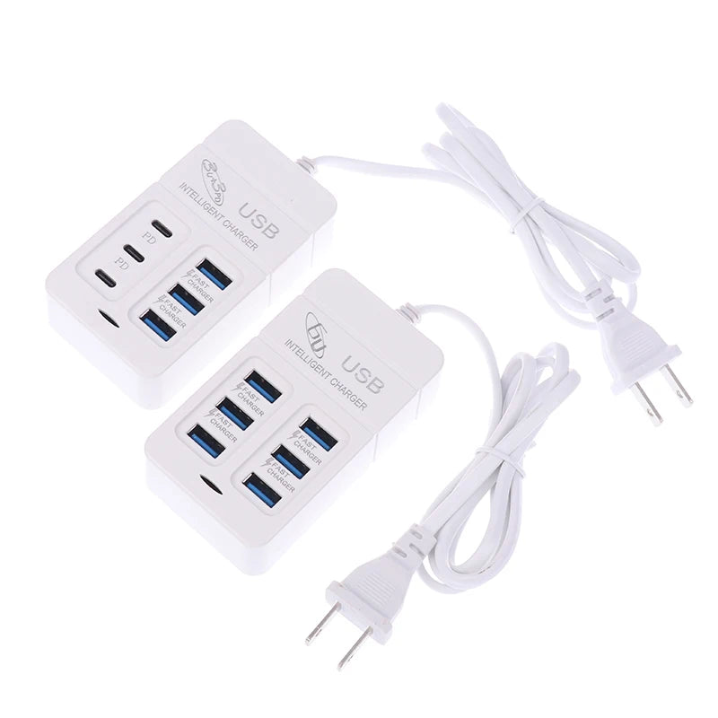6-Port USB Wall Charger, 35W PD Type-C Fast Charging Hub – US Plug - LightningZap