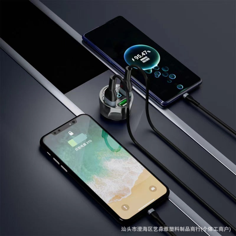 Three Ports Super Fast Car Phone Charger – 2U1PD Multi-Port Converter Plug with Countless Display - LightningZap