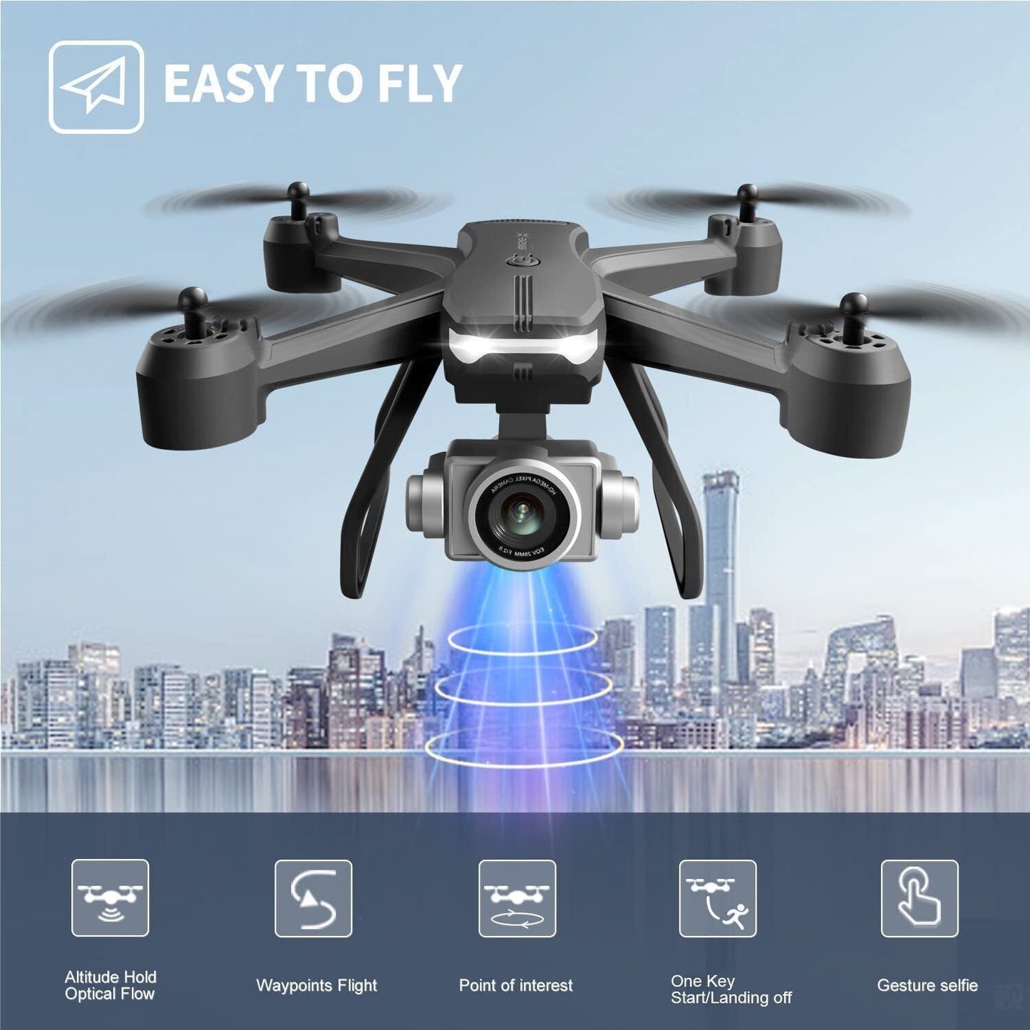 V14 Professional 6K HD Drone with Dual Camera, Wifi FPV, and Portable RC Quadcopter - LightningZap