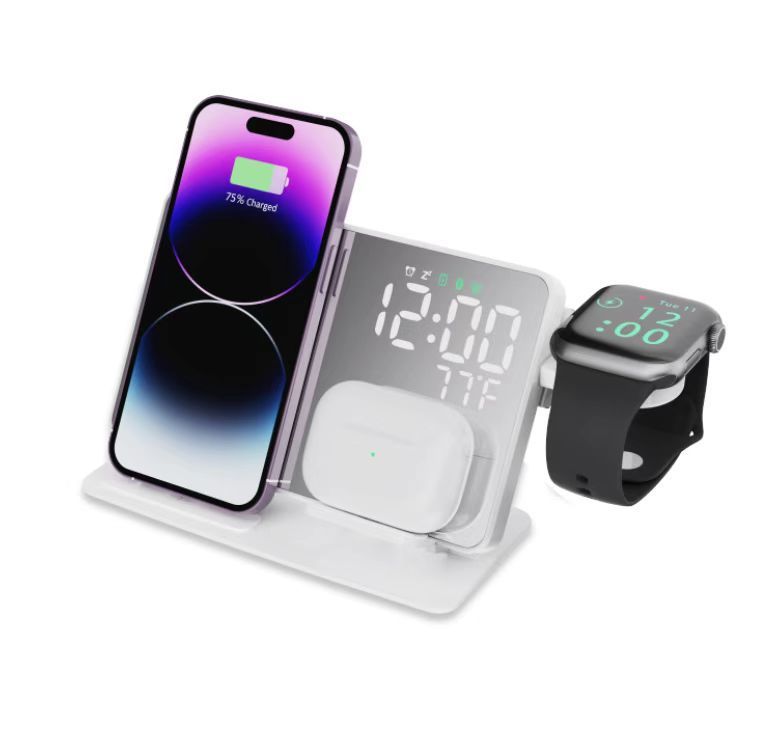 2-in-1 Wireless Rechargeable Alarm Clock with 15W Wireless Charger & Thermostat - LightningZap