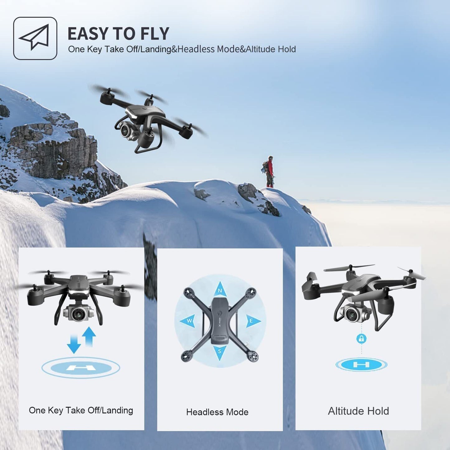 V14 Professional 6K HD Drone with Dual Camera, Wifi FPV, and Portable RC Quadcopter - LightningZap