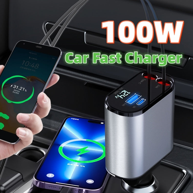 Metal Car Charger – Fast USB & Type-C Adapter - LightningZap