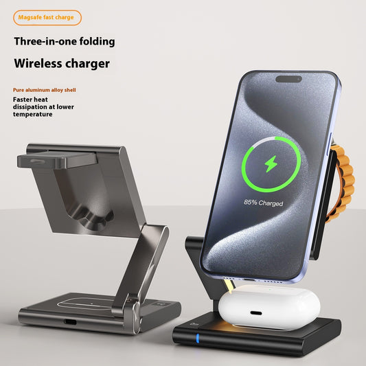 3-in-1 Wireless Charger – Foldable Charging Station for Phone, Headset & Smartwatch - LightningZap