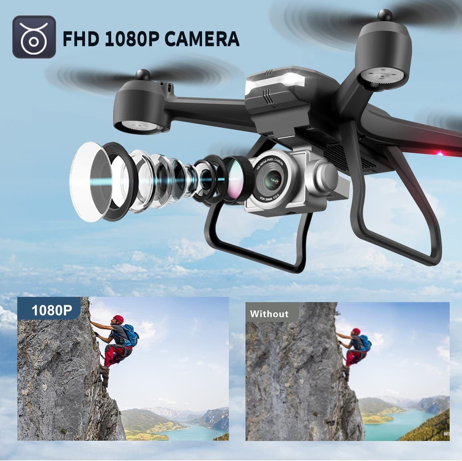 V14 Professional 6K HD Drone with Dual Camera, Wifi FPV, and Portable RC Quadcopter - LightningZap