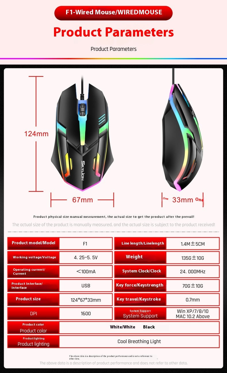 Wired Luminous USB Mouse for Office, Home, and Gaming - LightningZap