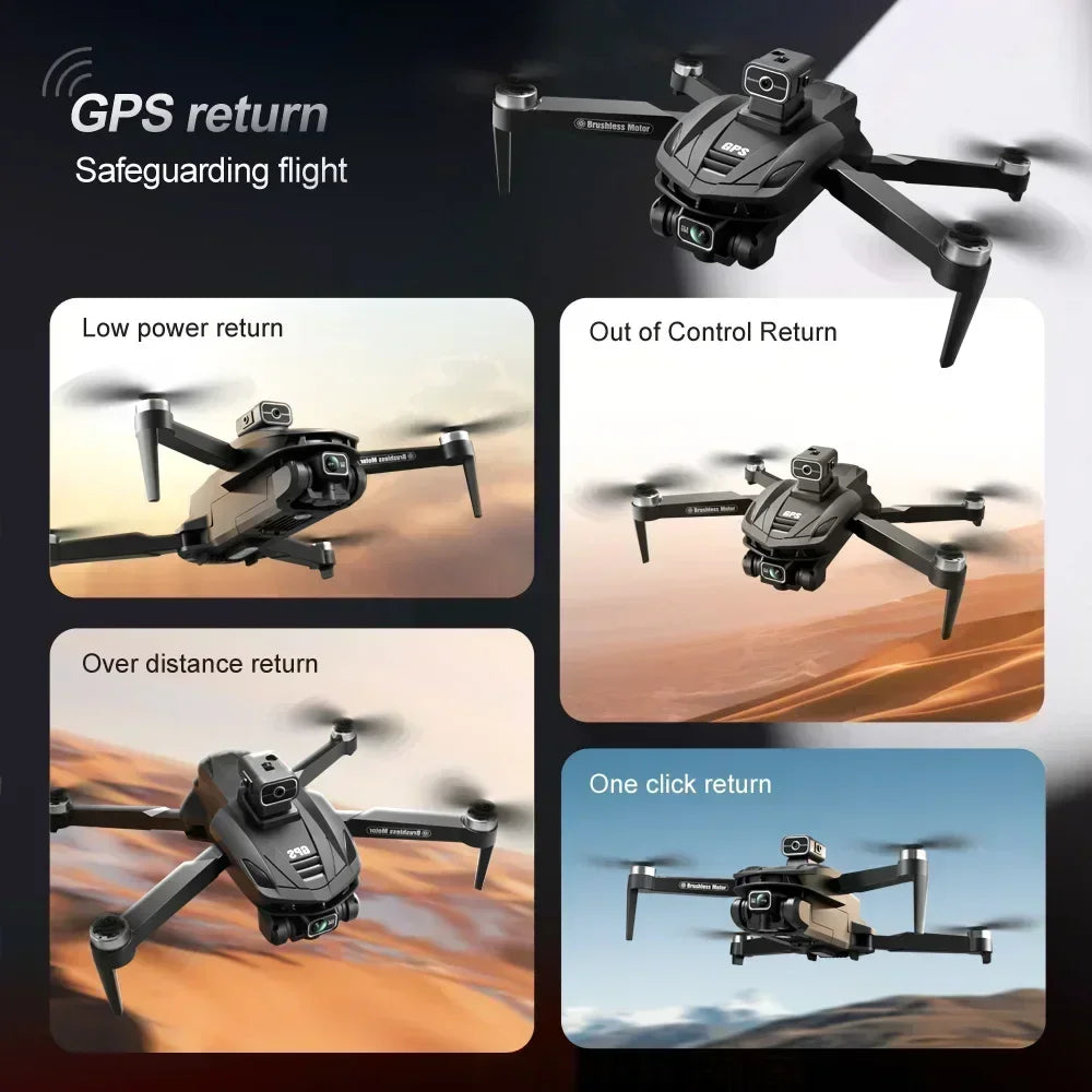 Lightning-Zap Bexine Falcon V168 Professional 8K Drone with Triple Camera, GPS, Wide-Angle Lens & Obstacle Avoidance