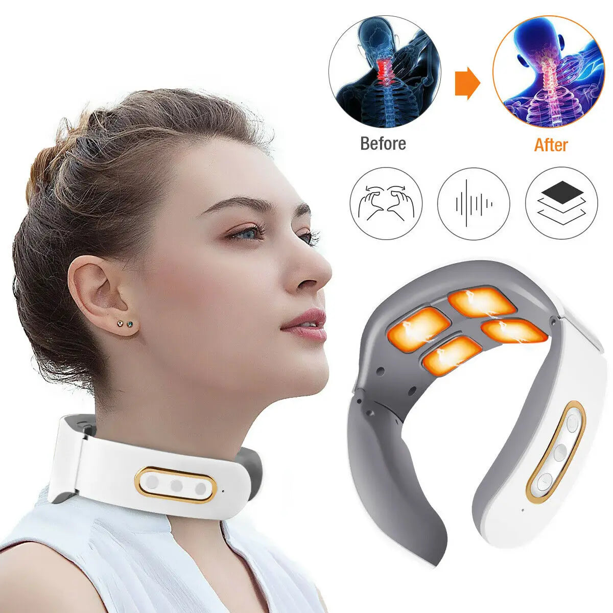 Electric Neck and Shoulder Massager with Heat & TENSE Therapy