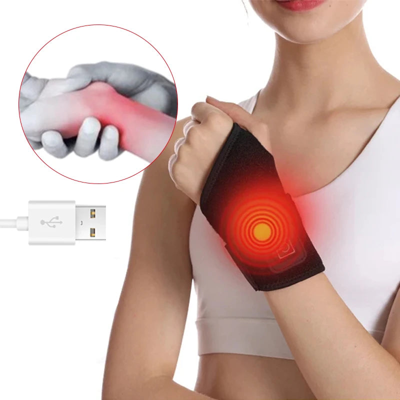 Wrist Brace Carpal Tunnel Arthritis Tendonitis Protector Electric Heating USB Rechargeable Breathable Support Hand Wristband Pad - LightningZap