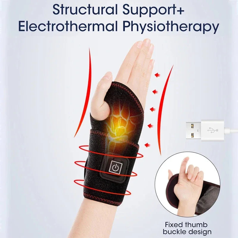 Wrist Brace Carpal Tunnel Arthritis Tendonitis Protector Electric Heating USB Rechargeable Breathable Support Hand Wristband Pad - LightningZap