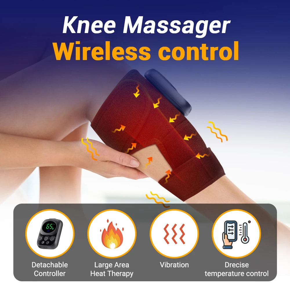 Wireless Heated Knee, Shoulder & Elbow Massager with Vibration & Hot Compress - LightningZap