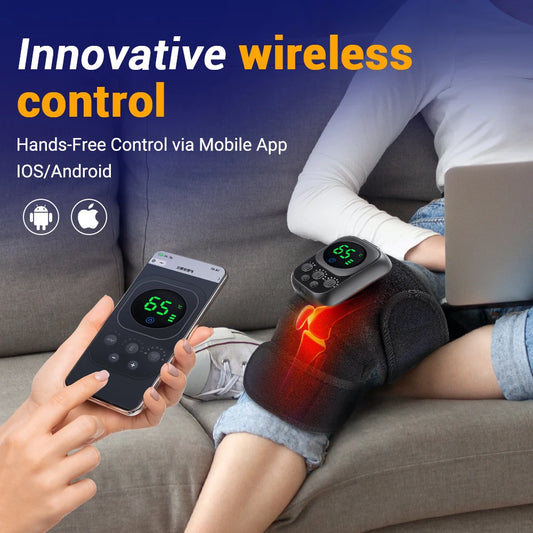 Wireless Heated Knee, Shoulder & Elbow Massager with Vibration & Hot Compress - LightningZap