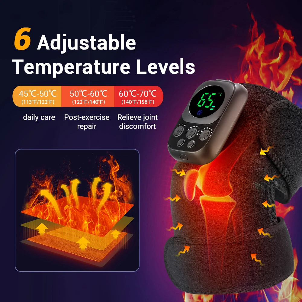 Wireless Heated Knee, Shoulder & Elbow Massager with Vibration & Hot Compress - LightningZap