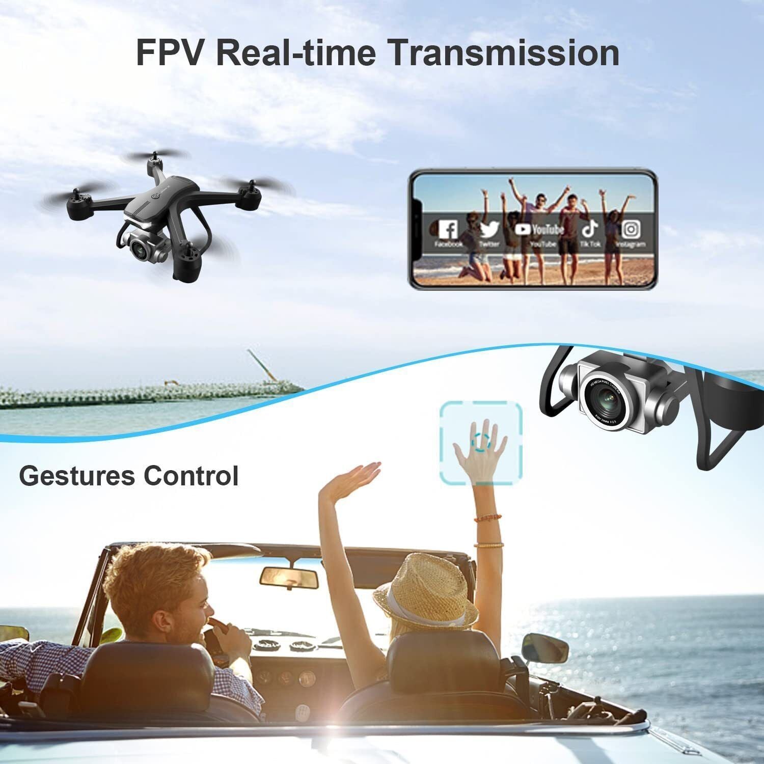 V14 Professional 6K HD Drone with Dual Camera, Wifi FPV, and Portable RC Quadcopter - LightningZap